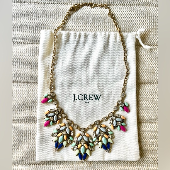 J Crew Statement necklace pink, blue, green, and gray stones - Picture 5 of 5